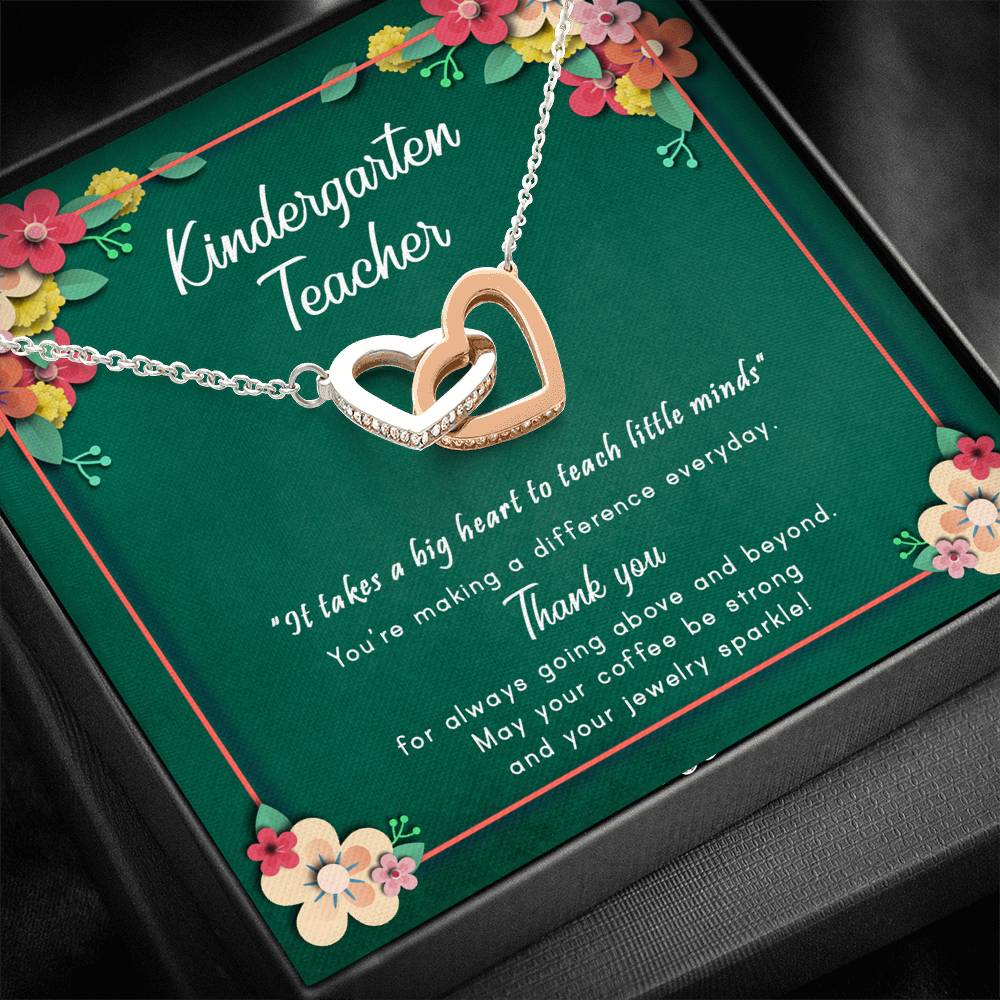 It Takes A Big Heart To Teach Little Minds - Gift For Kindergarten Teacher Double Heart Necklace