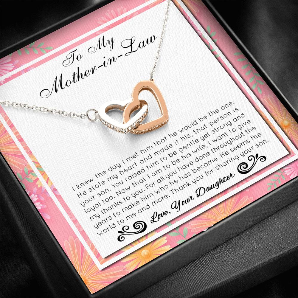 Thank You For Sharing Your Son - Gift For Mother Of The Groom Double Heart Necklace
