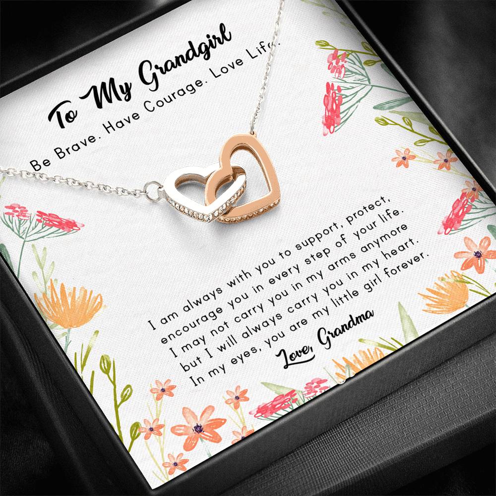 Carry You In My Heart - Gift For Granddaughter Double Heart Necklace
