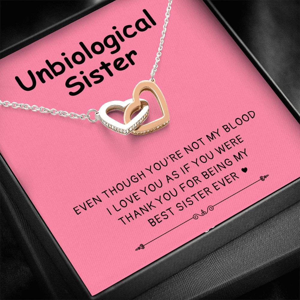 I Love You As If you Were - Gift For Unbiological Sister Double Heart Necklace