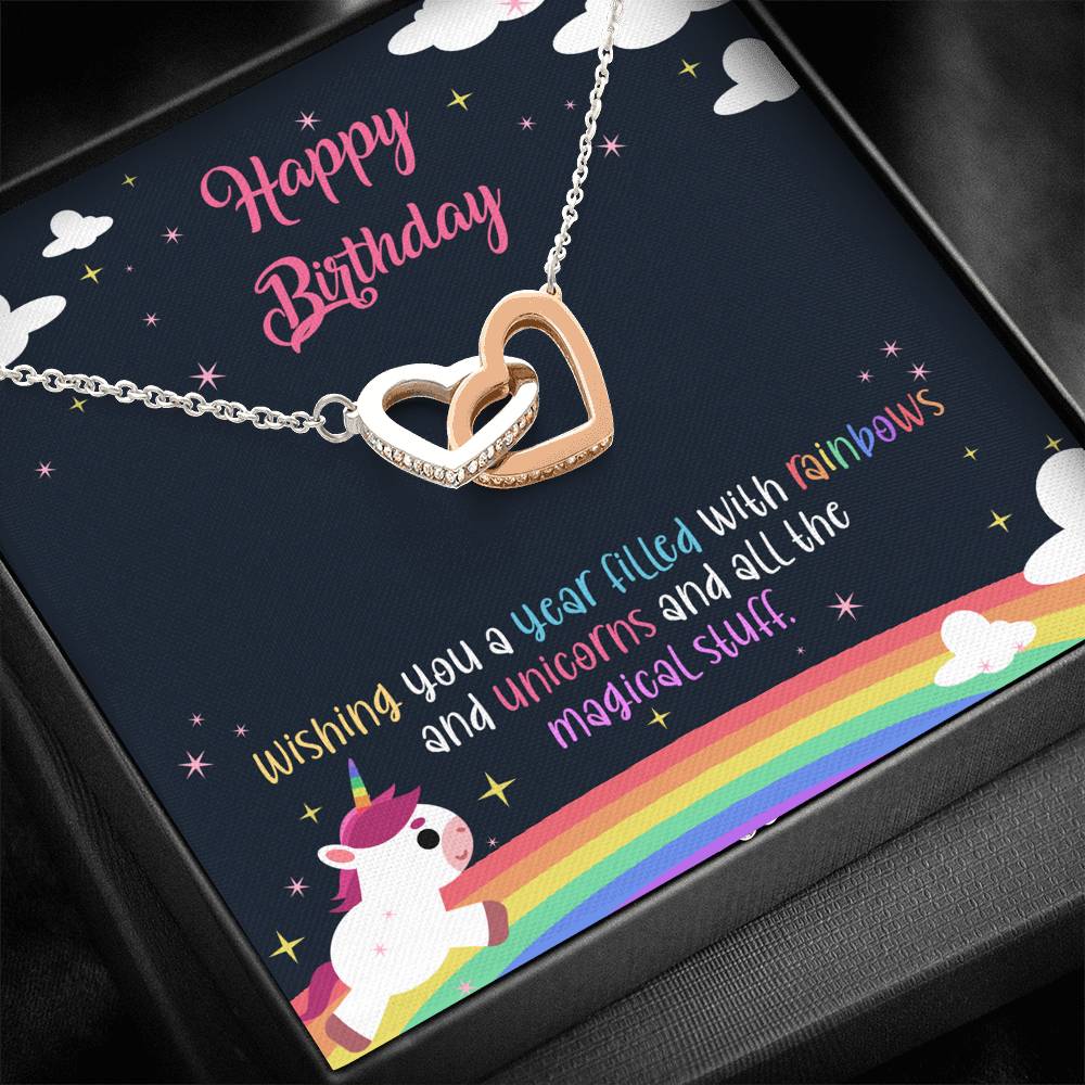 Unicorns And All Magical Stuff - Birthday Gifts Double Heart Necklace