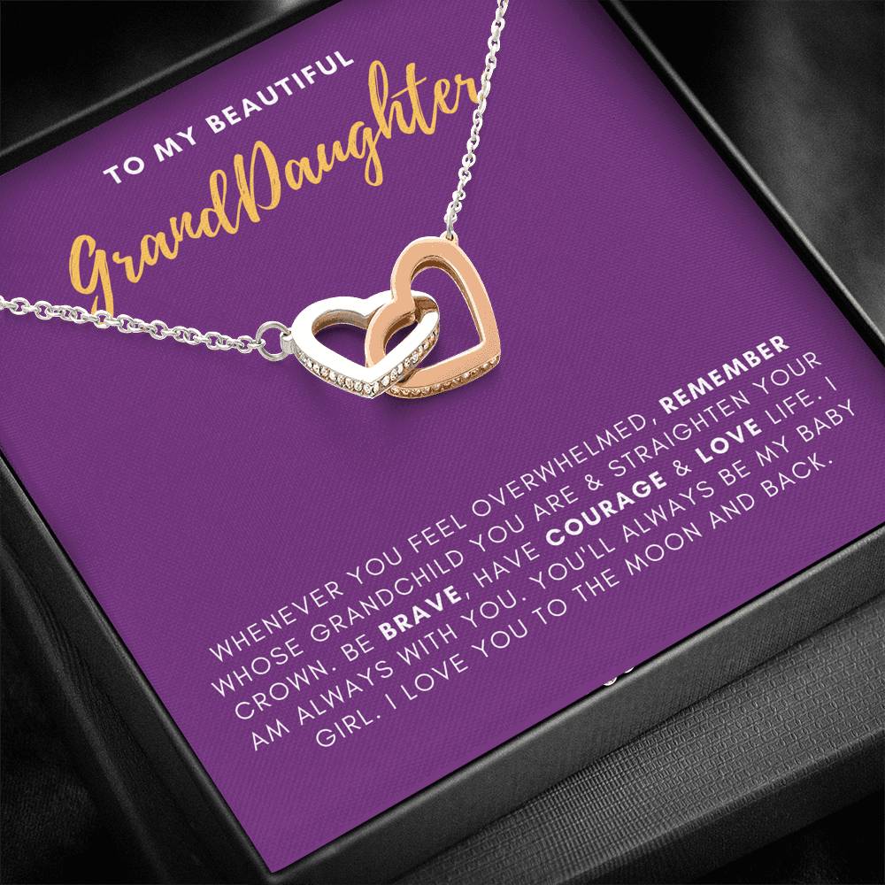 Straighten Your Crown - Gift For Granddaughter Double Heart Necklace