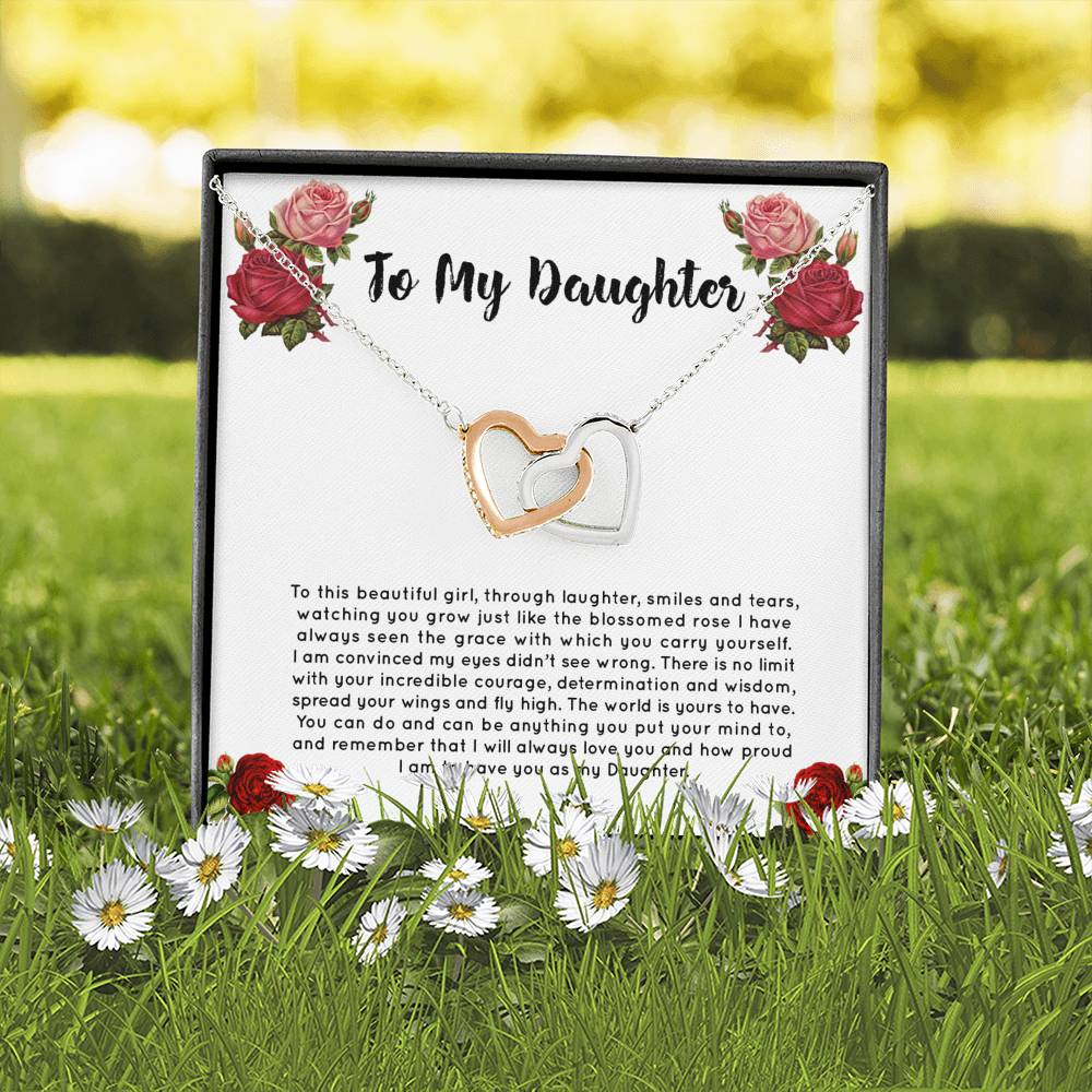 The Blossomed Rose - Gift For My Daughter Double Heart Necklace