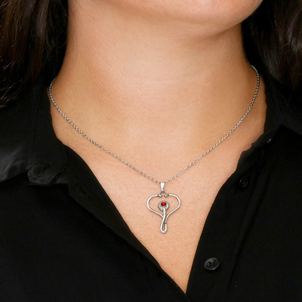 Always Here For You - Gift For Daughter In Health Care Stethoscope Necklace
