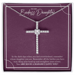 All The Battles You Won cz cross necklace front