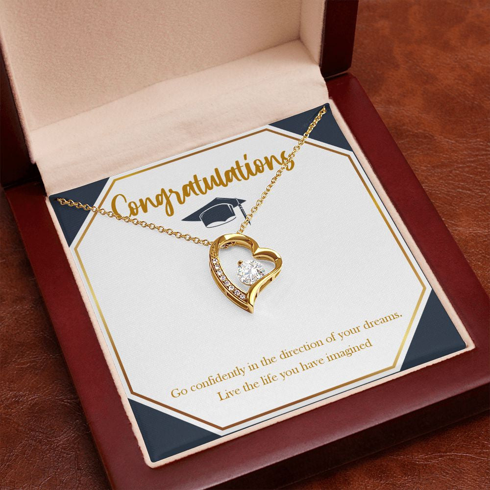 Direction of your dreams forever love gold pendant premium led mahogany wood box