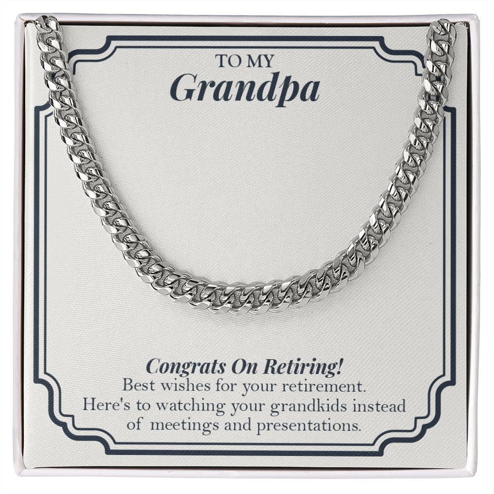 Instead Of Meetings And Presentations cuban link chain silver front