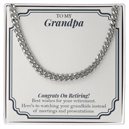 Instead Of Meetings And Presentations cuban link chain silver front