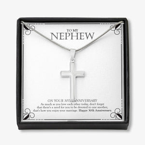 Devoted To One Another stainless steel cross necklace front