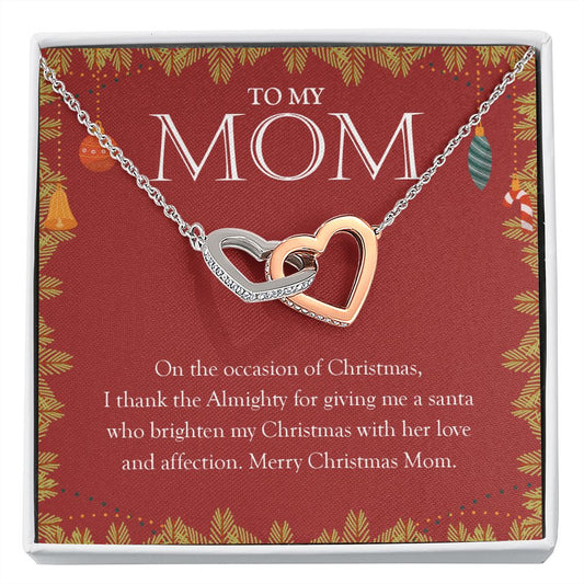 A Santa Who Brightens My Day interlocking heart necklace front