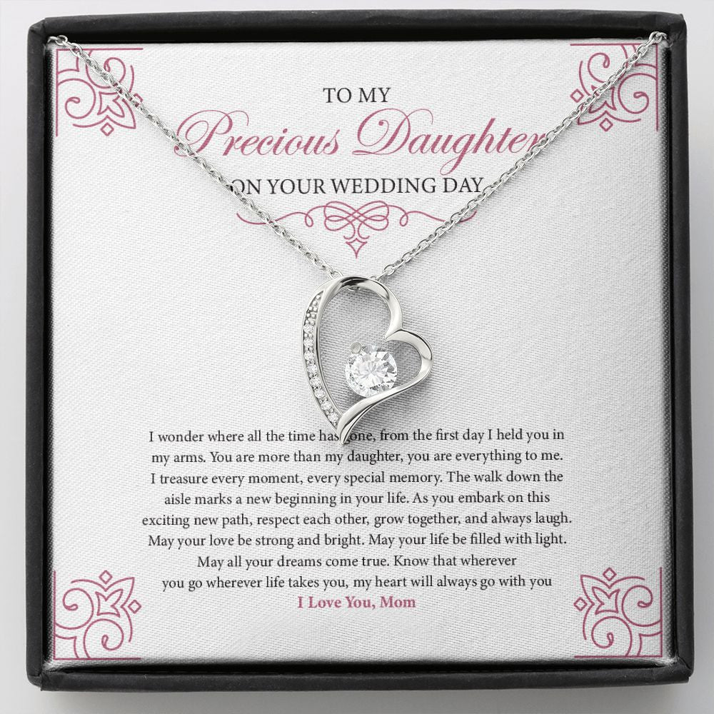 Treasure Every Moment forever love silver necklace front