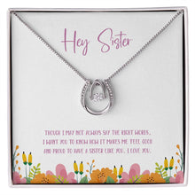 Load image into Gallery viewer, The Right Words horseshoe necklace front
