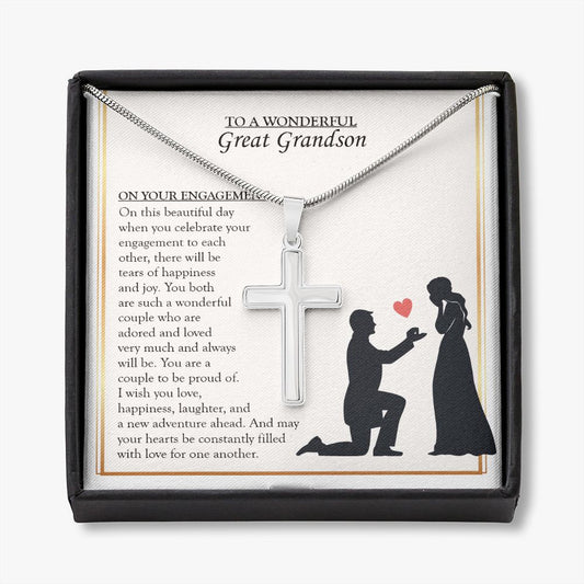 Constantly Filled With Love stainless steel cross necklace front