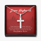 Lucky To Have You stainless steel cross necklace front