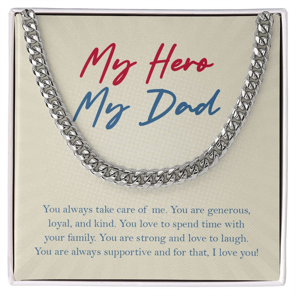 Strong And Love To Laugh cuban link chain silver front