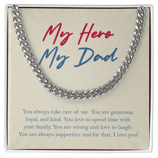 Strong And Love To Laugh cuban link chain silver front