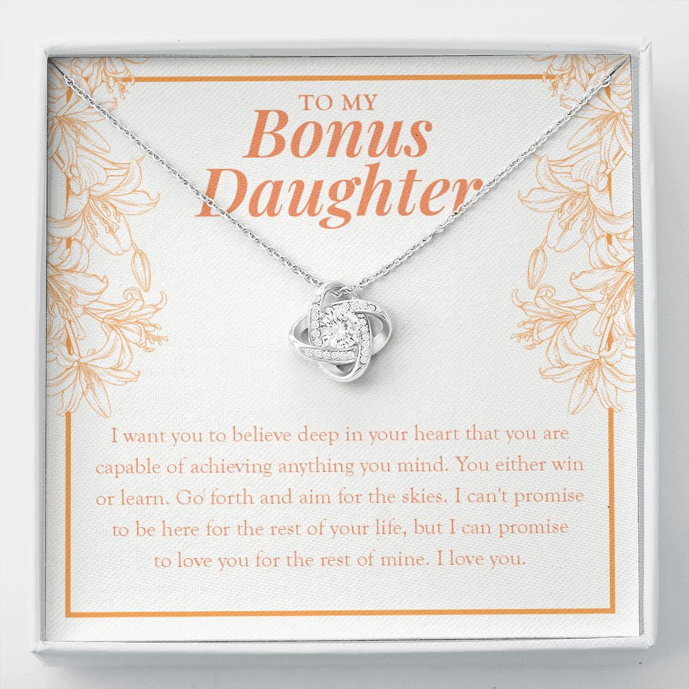 You Deserve True Happiness love knot necklace front