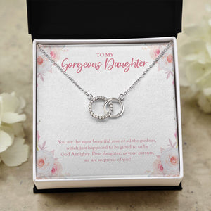 Most Beautiful Rose double circle necklace close up