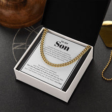 Load image into Gallery viewer, A Boy Used To Be cuban link chain gold box side view
