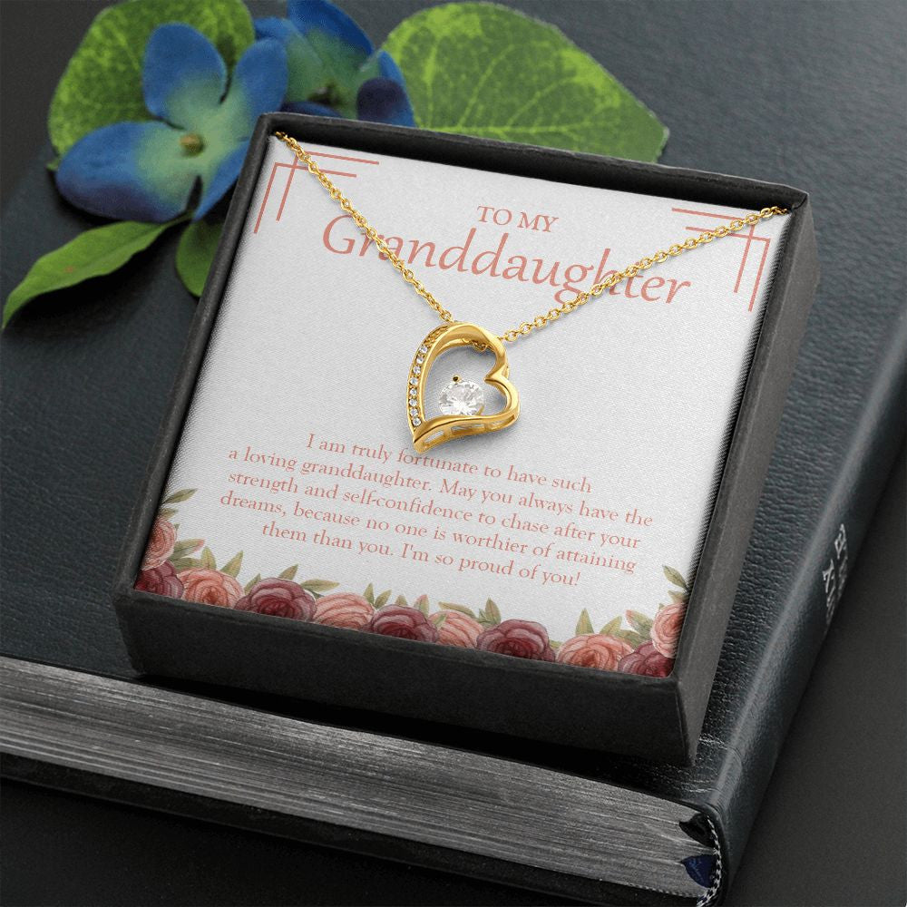 Strength And Self-Confidence forever love gold necklace front