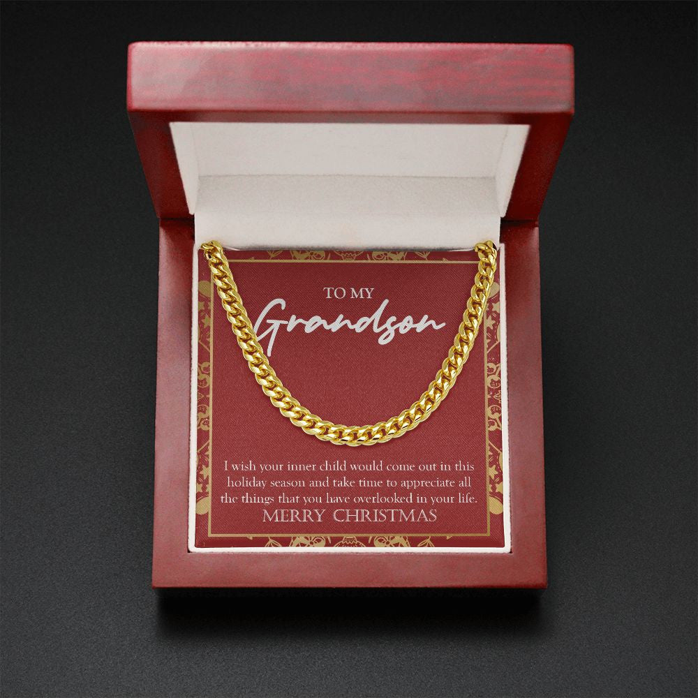 Inner Child Would Come Out cuban link chain gold mahogany box led