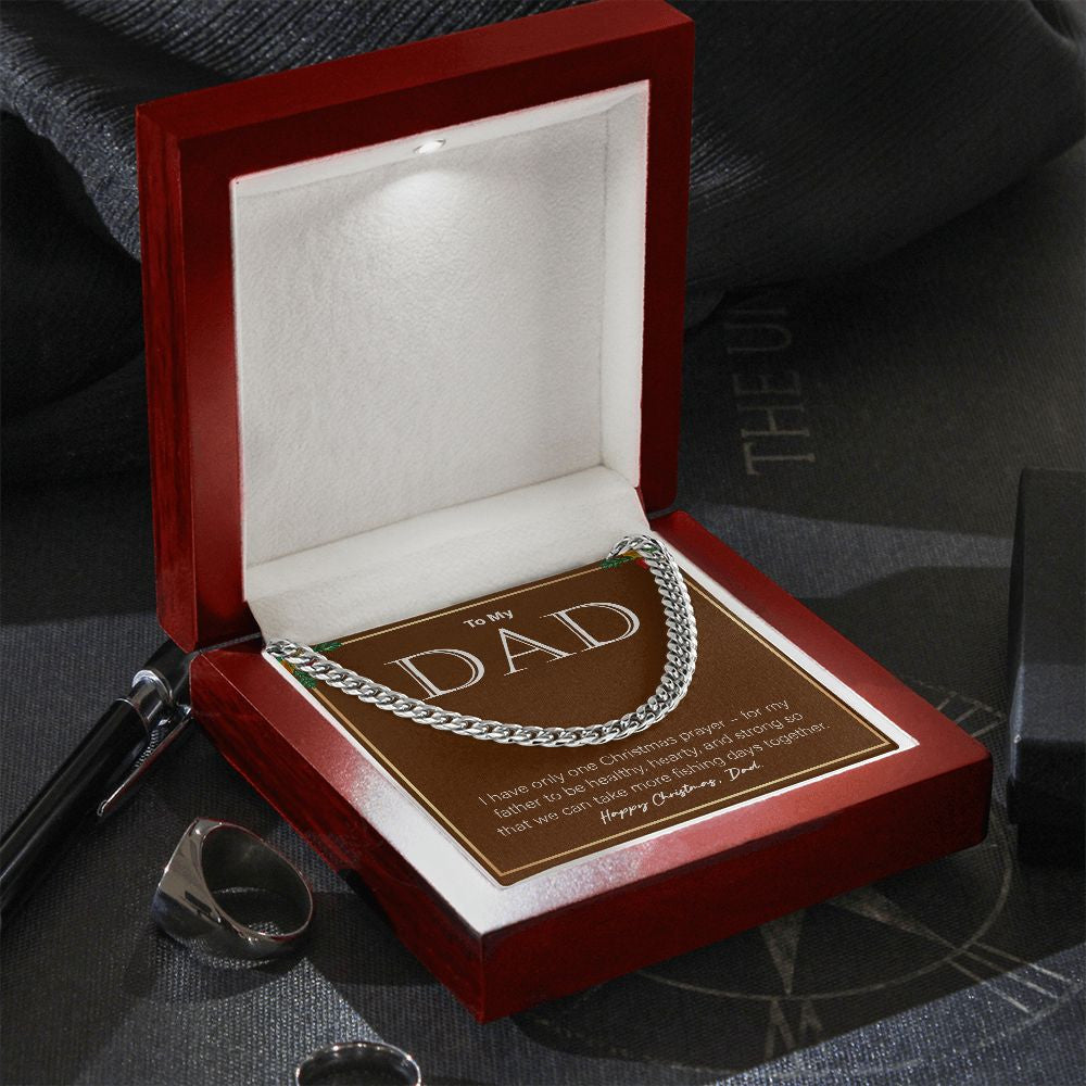 Take More Fishing Days Together cuban link chain silver premium led mahogany wood box