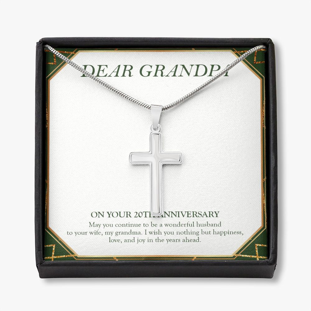 Wonderful Husband To Wife stainless steel cross necklace front