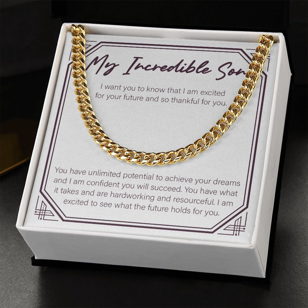 Excited For Your Future cuban link chain gold standard box