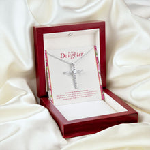 Load image into Gallery viewer, Love And Care cz cross pendant luxury led silky shot
