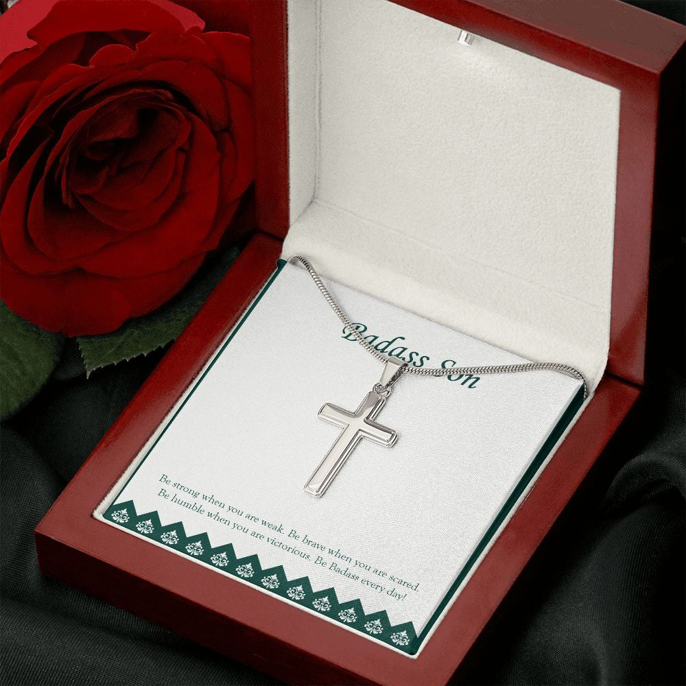 Be Brave When Scared stainless steel cross luxury led box rose