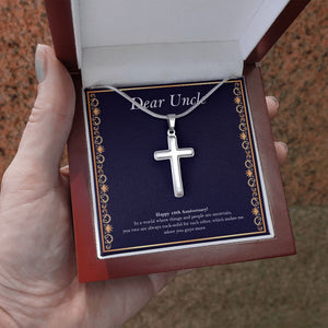 When Things Are Uncertain stainless steel cross luxury led box hand holding