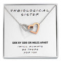 Side By Side interlocking heart necklace front