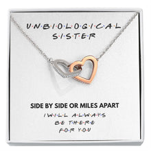 Load image into Gallery viewer, Side By Side interlocking heart necklace front
