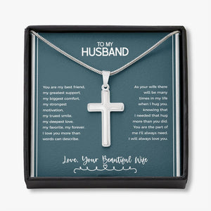 The Part Of Me I'll Always Need stainless steel cross necklace front