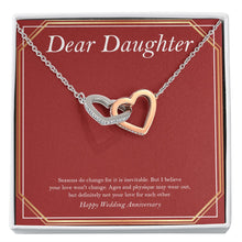 Load image into Gallery viewer, Love Won&#39;t Change interlocking heart necklace front
