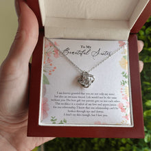 Load image into Gallery viewer, Symbol of my Love love knot necklace luxury led box hand holding
