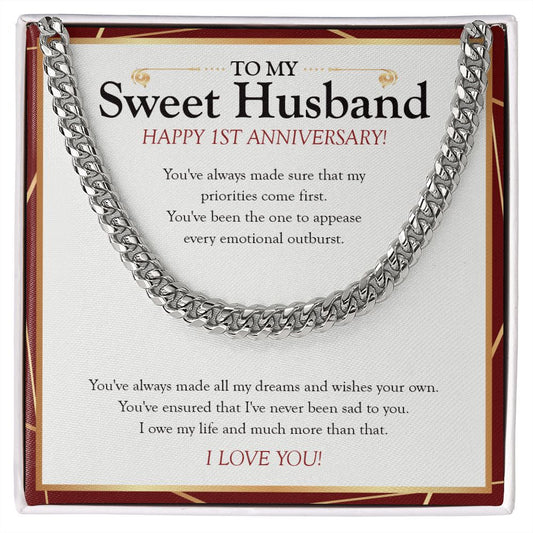 I've Never Been Sad To You cuban link chain silver front