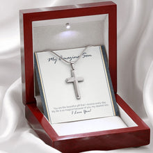 Load image into Gallery viewer, Life Is So Magical stainless steel cross premium led mahogany wood box
