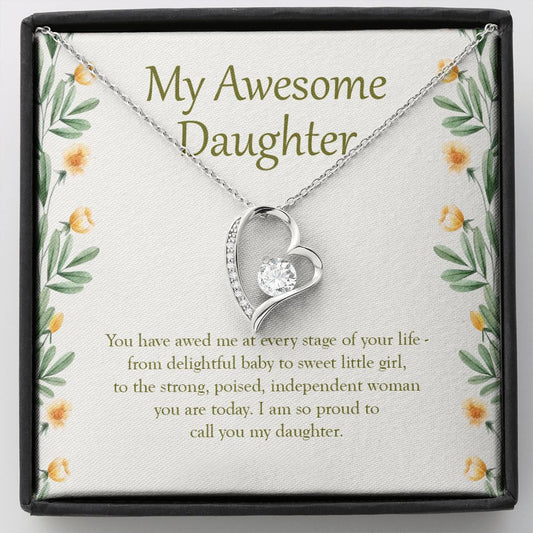 Awed At Every Stage forever love silver necklace front