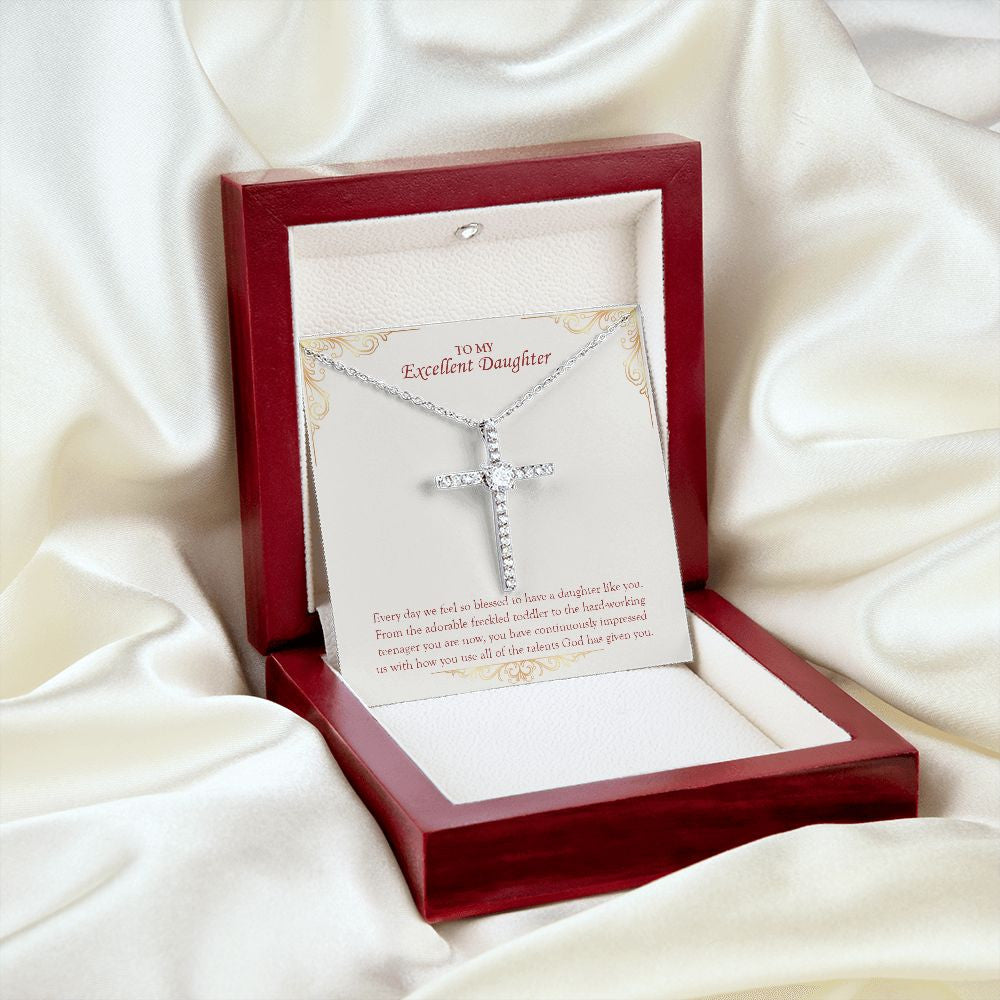 Every Day Is Blessed cz cross pendant luxury led silky shot
