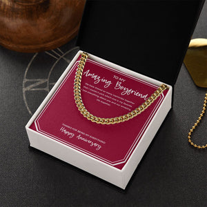 Amazing Life Together cuban link chain gold box side view