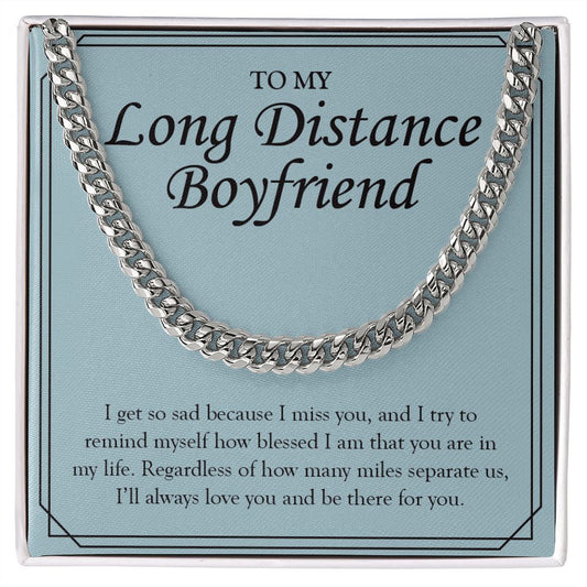 Always Be There For You cuban link chain silver front