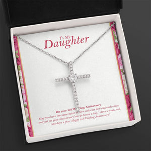 Care Towards Each Other cz cross necklace close up