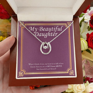 Gift From Above horseshoe necklace luxury led box hand holding
