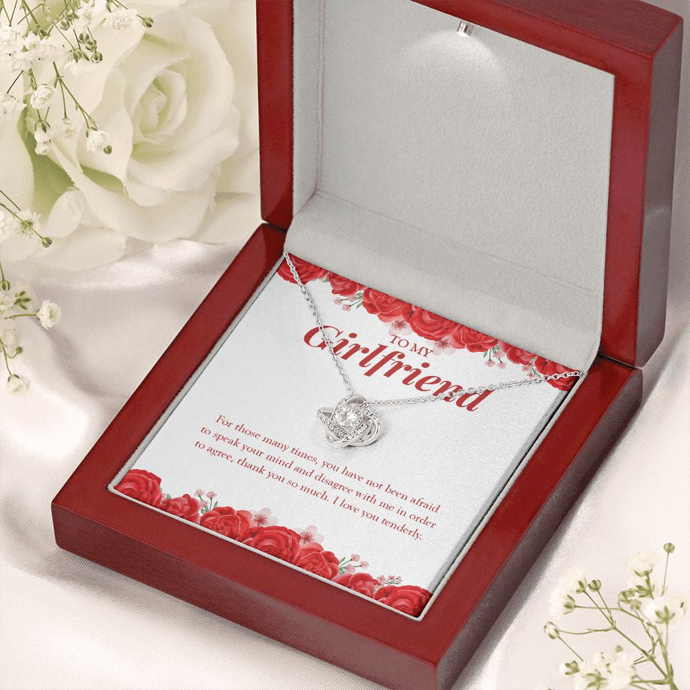 Not Afraid To Speak Your Mind love knot necklace premium led mahogany wood box