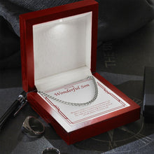 Load image into Gallery viewer, Something Good In This World cuban link chain silver premium led mahogany wood box
