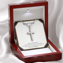 Load image into Gallery viewer, I Didn&#39;t Fall In Love stainless steel cross premium led mahogany wood box
