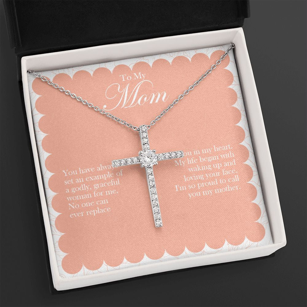 No One Can Replace cz cross necklace close up