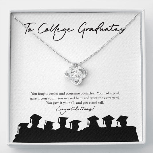 You Stand Tall love knot necklace front