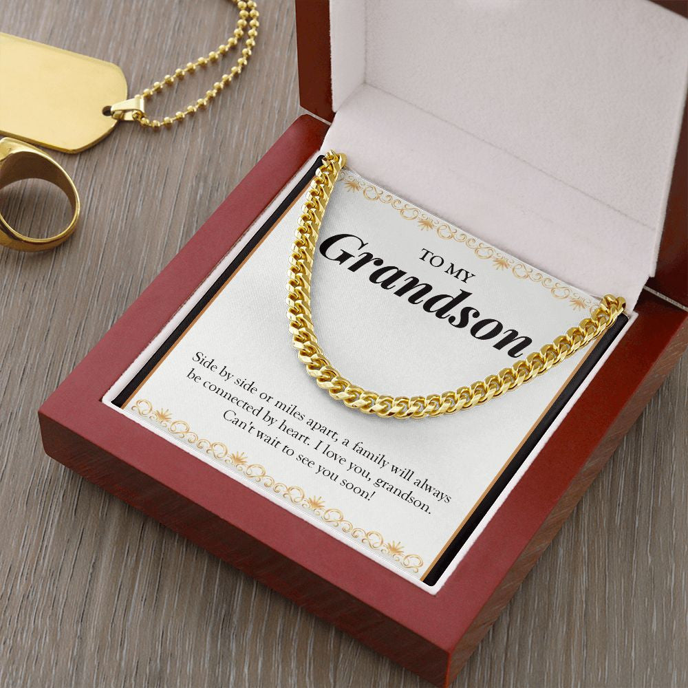 Always Connected By Heart cuban link chain gold luxury led box